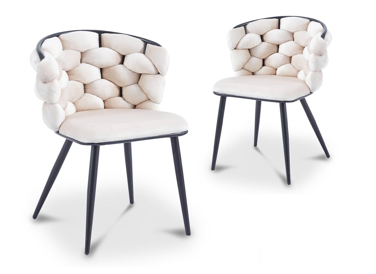 Lot de 2 chaises en velours beige pieds en métal noir CECILE - DécoInParis
