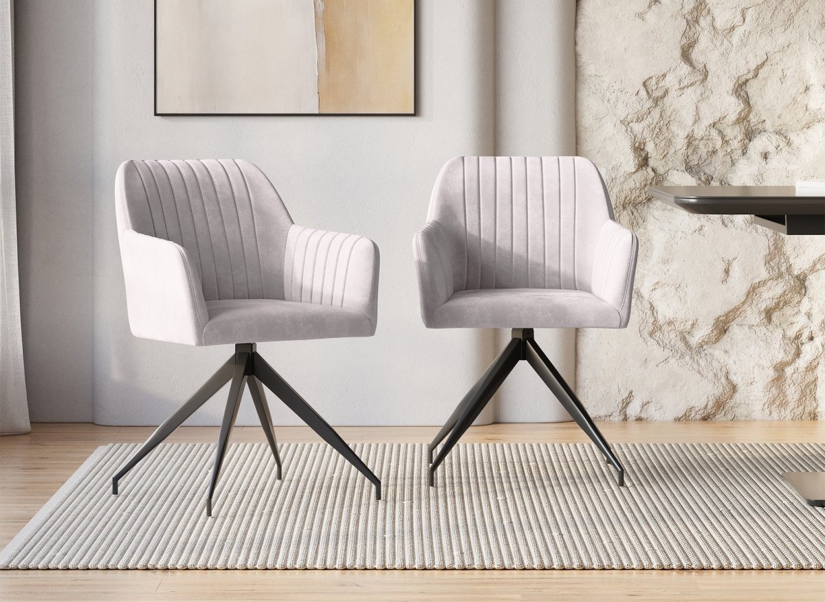 Lot de 2 chaises en velours beige pieds en métal noir RATUS - DécoInParis