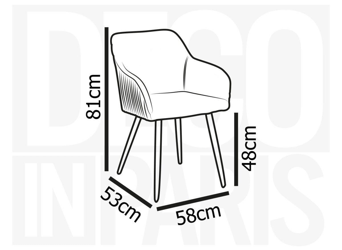 Lot de 2 chaises en velours bleu pieds en métal noir DEVOR - DécoInParis