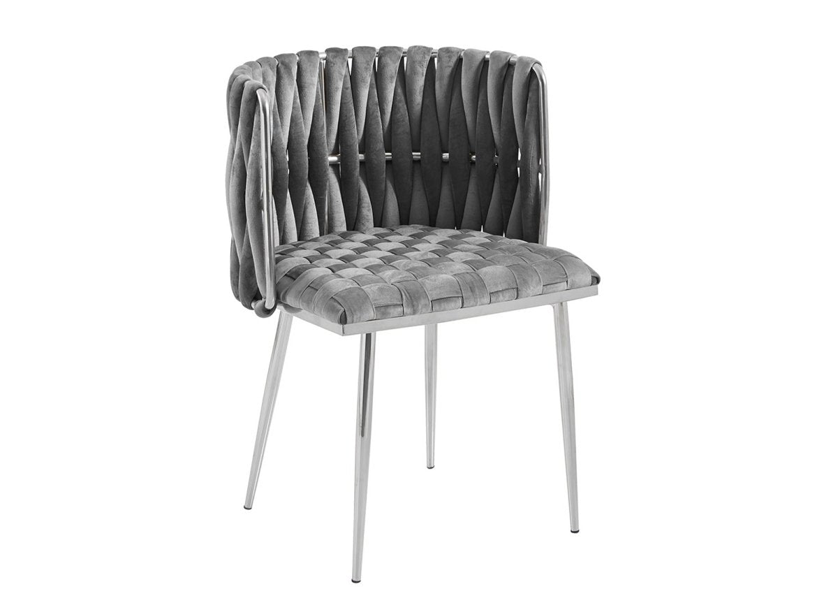 Lot de 2 chaises en velours gris pieds en métal argenté POLO - DécoInParis