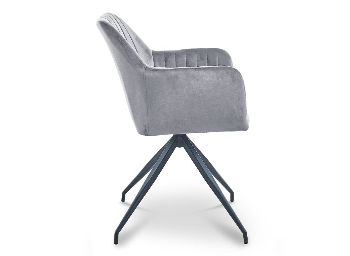 Lot de 2 chaises en velours gris pieds en métal noir RATUS - DécoInParis