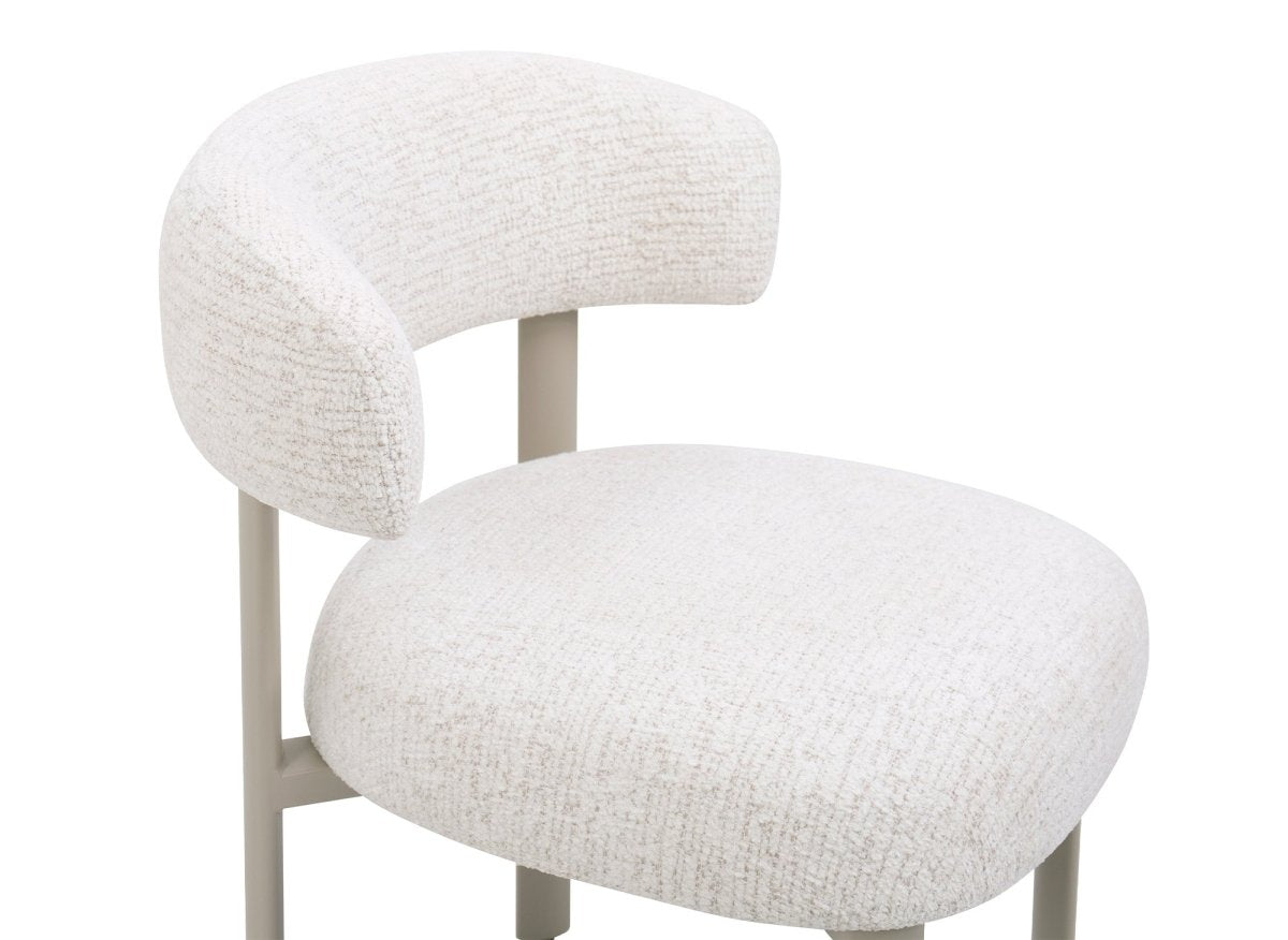 Lot de 2 chaises en velours tissé écru pieds en métal gris LOUISA - DécoInParis