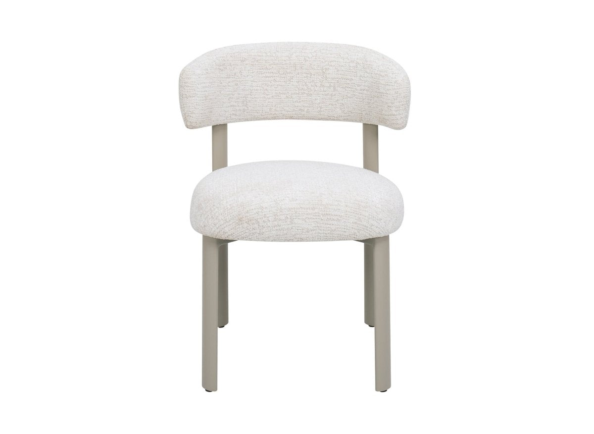Lot de 2 chaises en velours tissé écru pieds en métal gris LOUISA - DécoInParis