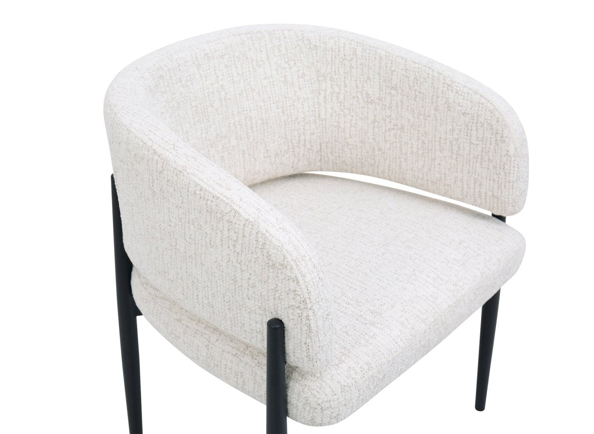 Lot de 2 chaises en velours tissé écru pieds en métal noir DIANA - DécoInParis