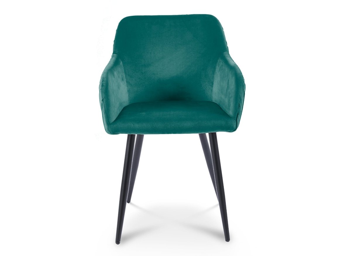 Lot de 2 chaises en velours vert pieds en métal noir DEVOR - DécoInParis
