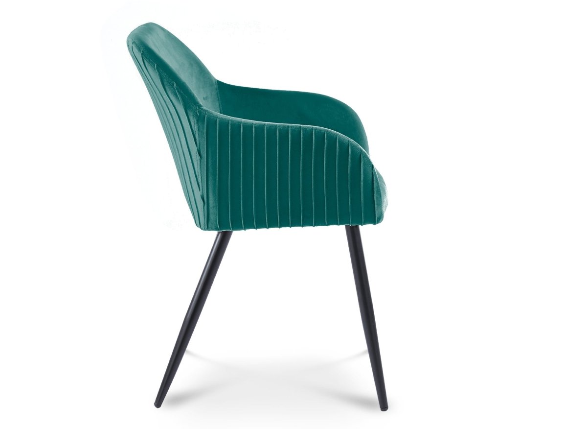 Lot de 2 chaises en velours vert pieds en métal noir DEVOR - DécoInParis