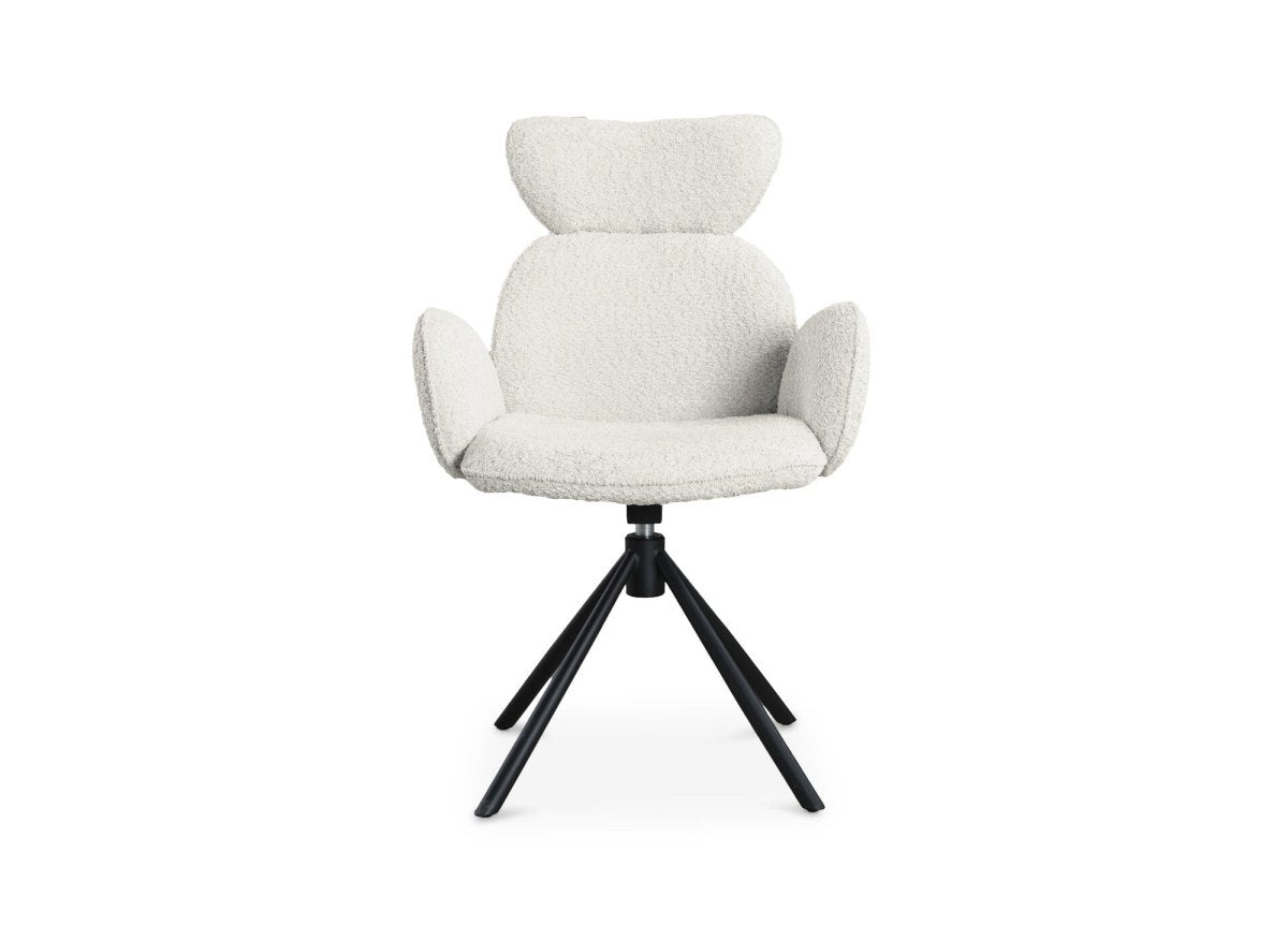 Lot de 2 chaises pivotantes avec accoudoirs en tissu effet peau de mouton beige MAGY - DécoInParis