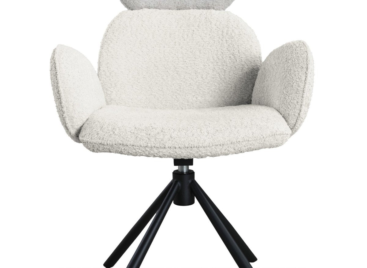 Lot de 2 chaises pivotantes avec accoudoirs en tissu effet peau de mouton beige MAGY - DécoInParis