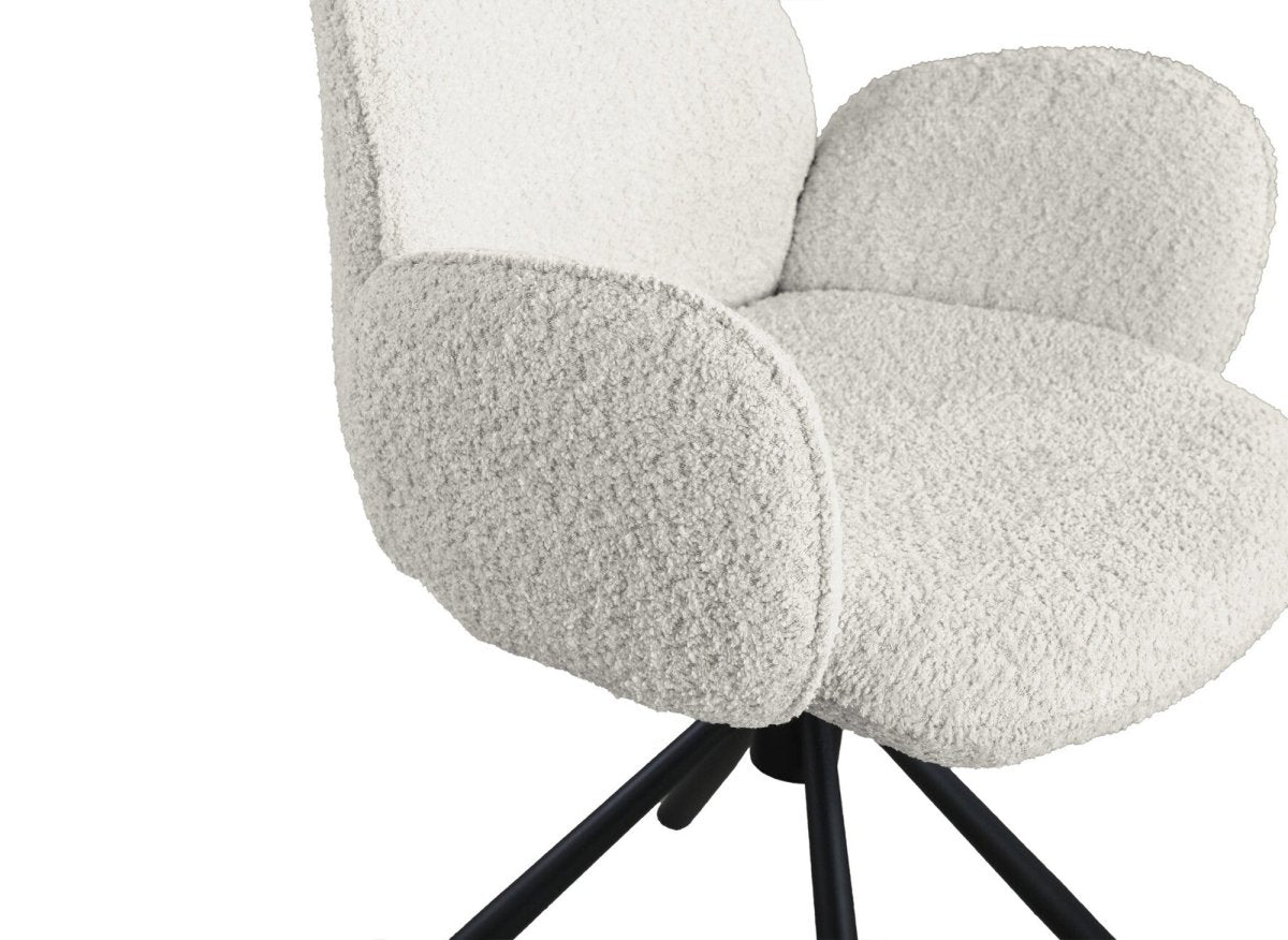 Lot de 2 chaises pivotantes avec accoudoirs en tissu effet peau de mouton beige MAGY - DécoInParis