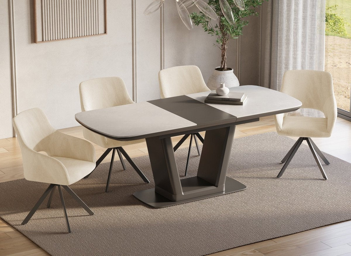 Lot de 2 chaises pivotantes design en velours beige CIEL - DécoInParis