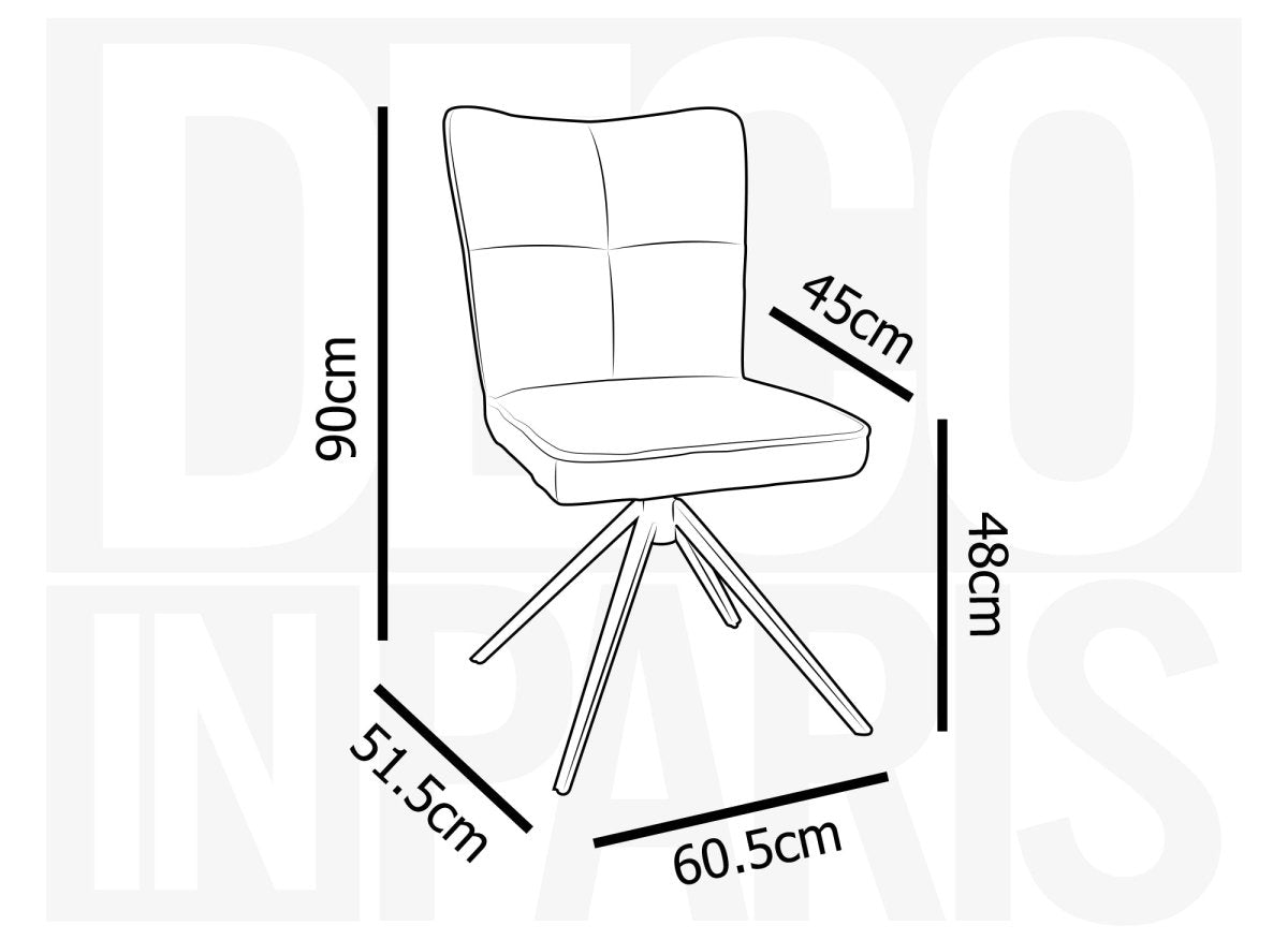 Lot de 2 chaises pivotantes en tissu jaune FELICIE - DécoInParis