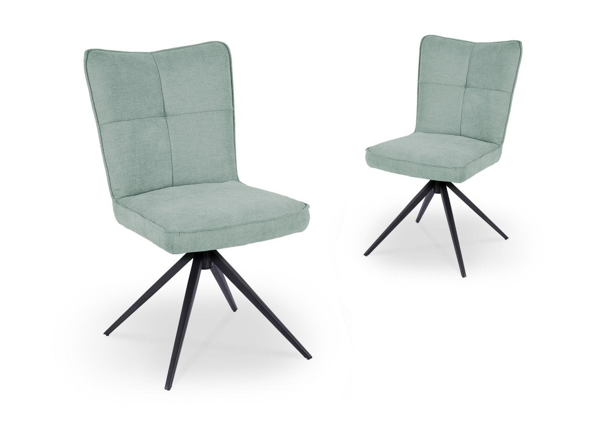Lot de 2 chaises pivotantes en tissu vert d'eau FELICIE - DécoInParis