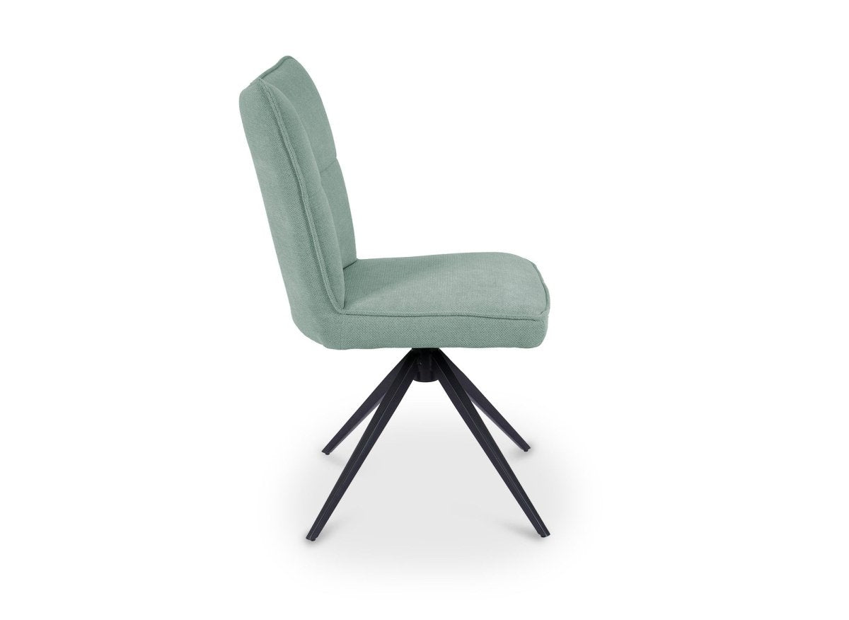 Lot de 2 chaises pivotantes en tissu vert d'eau FELICIE - DécoInParis