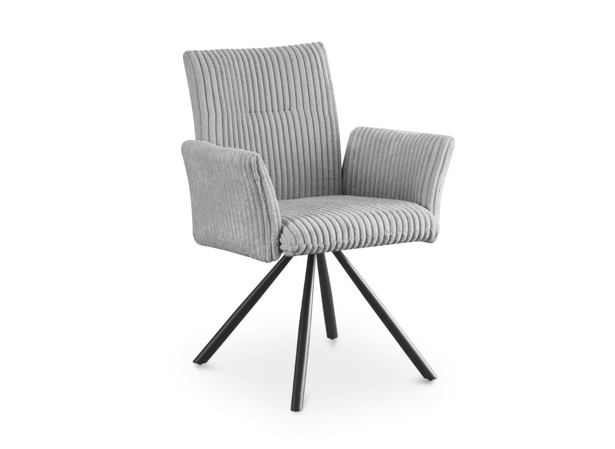Lot de 2 chaises pivotantes en velours gros côtelé gris HOLLY - DécoInParis