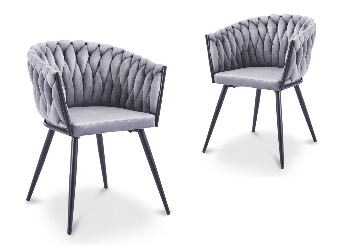 Lot de 2 chaises wave en velours gris CINDY - DécoInParis