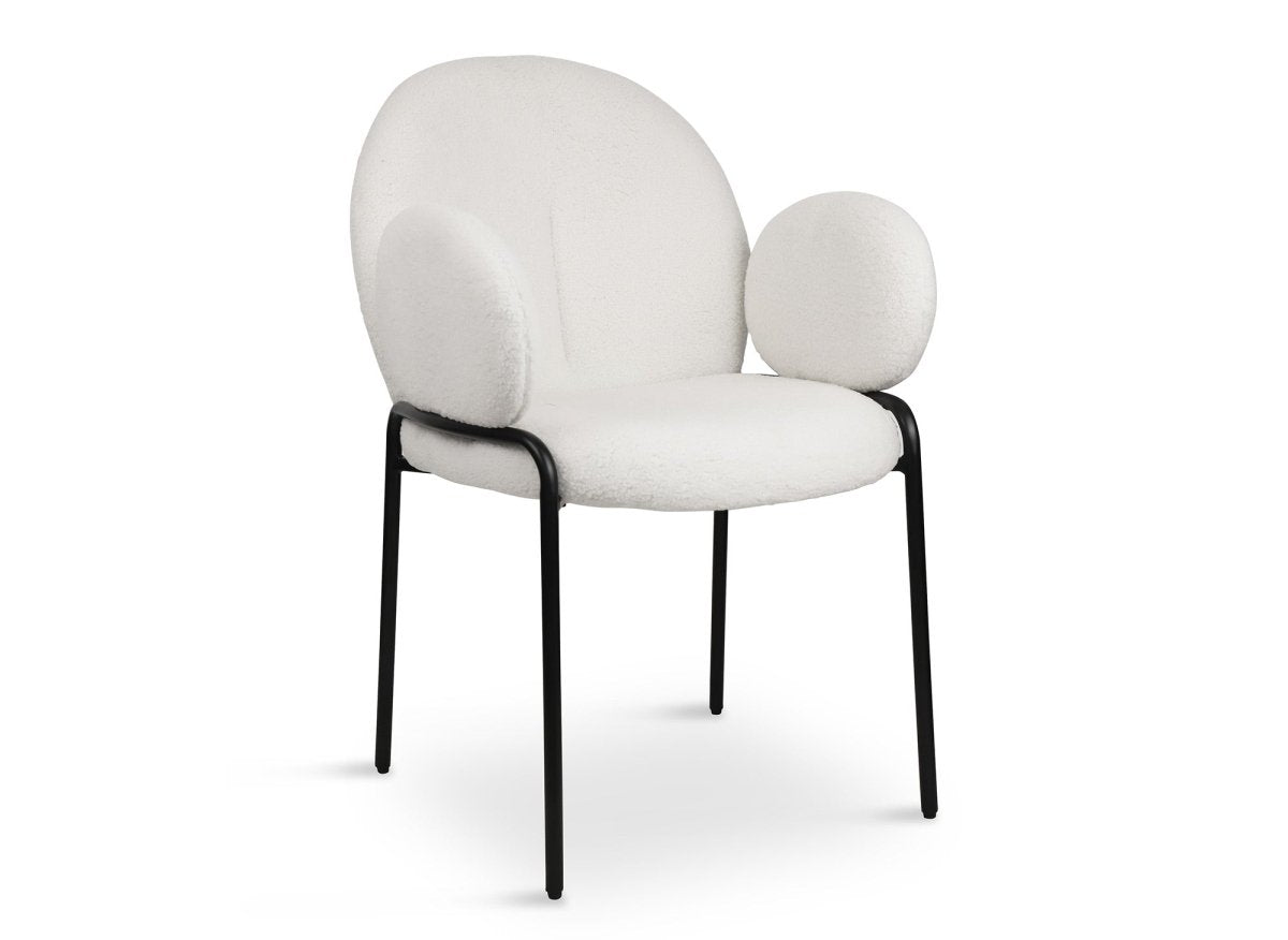 Lot de 2 fauteuils design avec accoudoirs en tissu bouclette blanc BENTA - DécoInParis