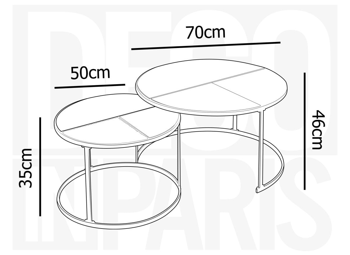 Lot de 2 tables basses gigognes rondes effet rotin JOTA - DécoInParis