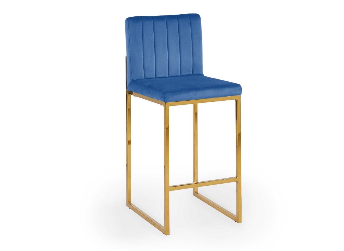 Lot de 2 tabourets de bar design en velours bleu FRIDA - DécoInParis