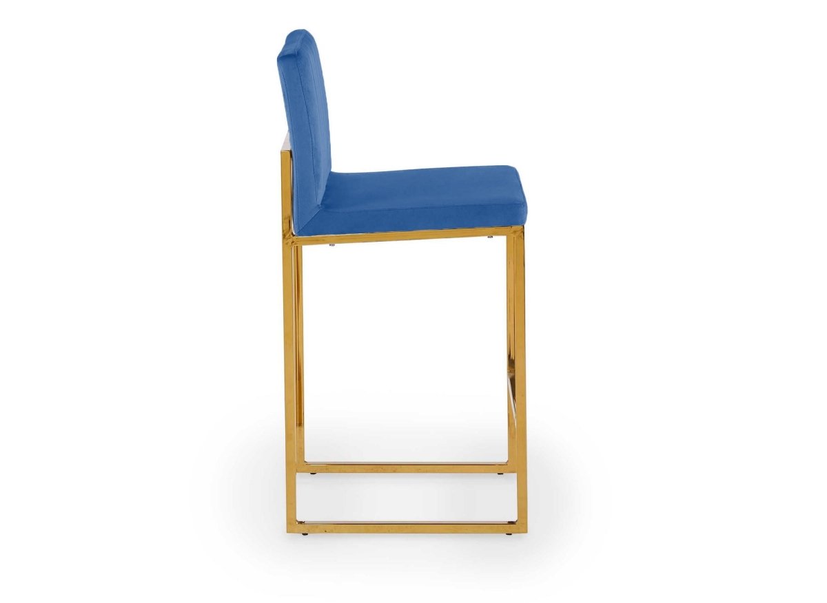 Lot de 2 tabourets de bar design en velours bleu FRIDA - DécoInParis