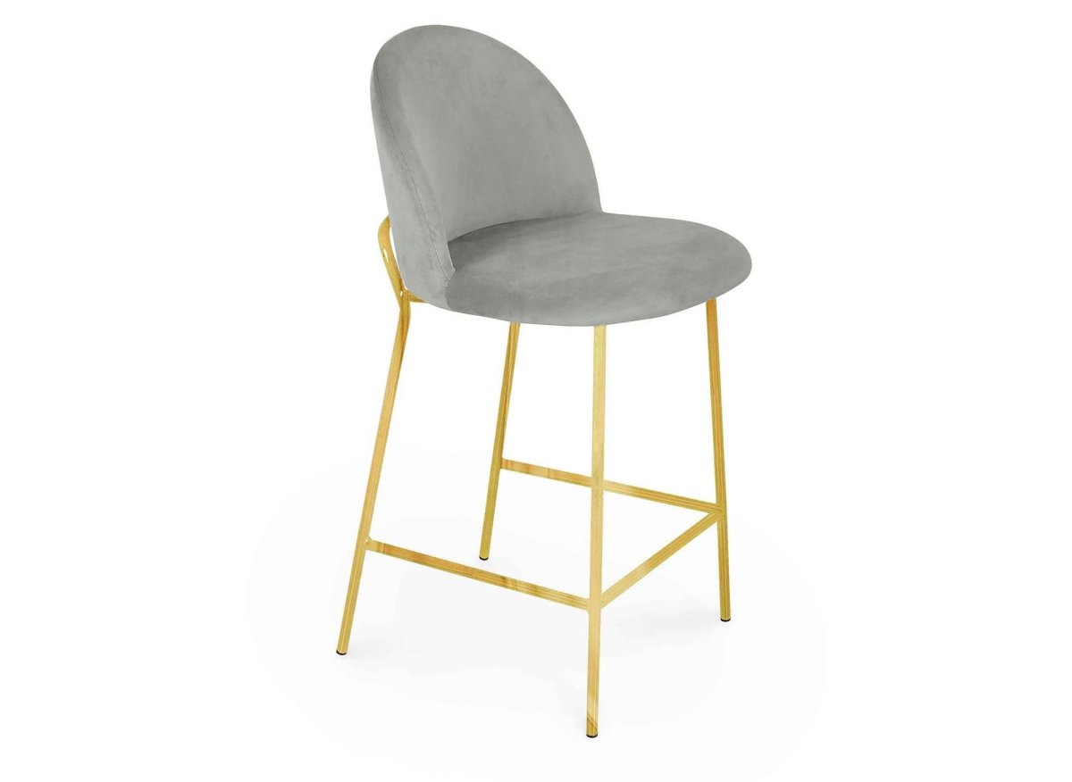 Lot de 2 tabourets de bar design en velours gris ARABEL - DécoInParis