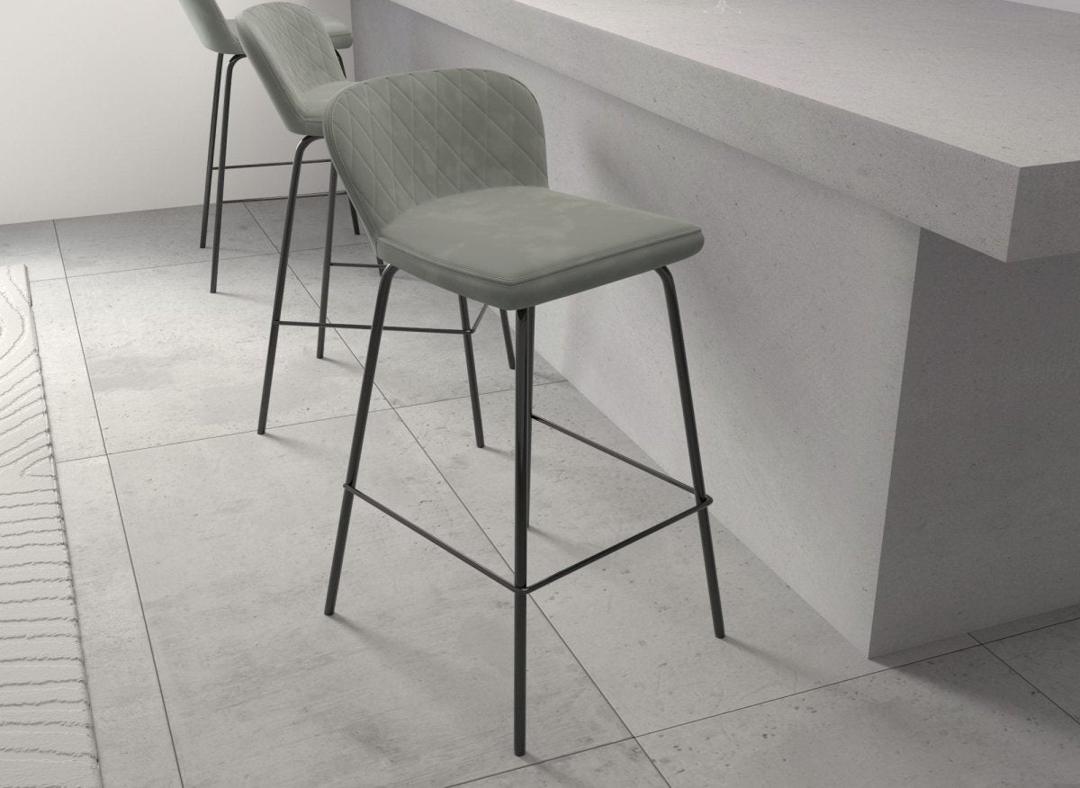 Lot de 2 tabourets de bar design en velours gris BOSCO - DécoInParis