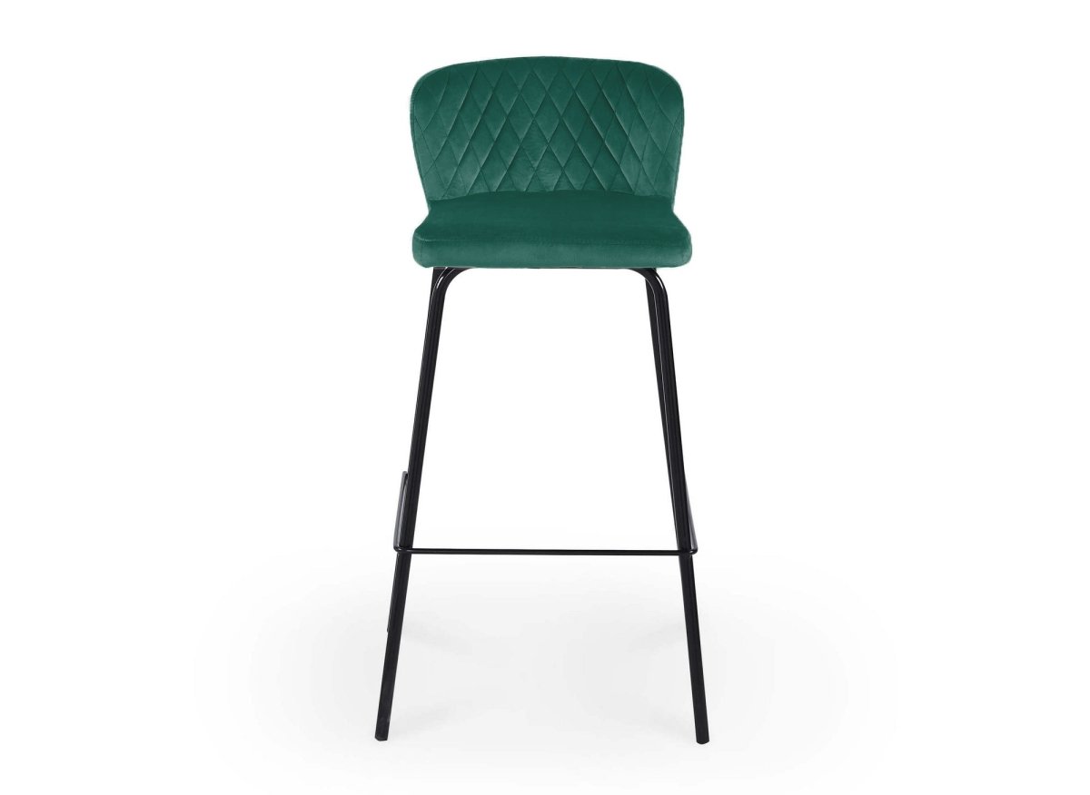 Lot de 2 tabourets de bar design en velours vert BOSCO - DécoInParis