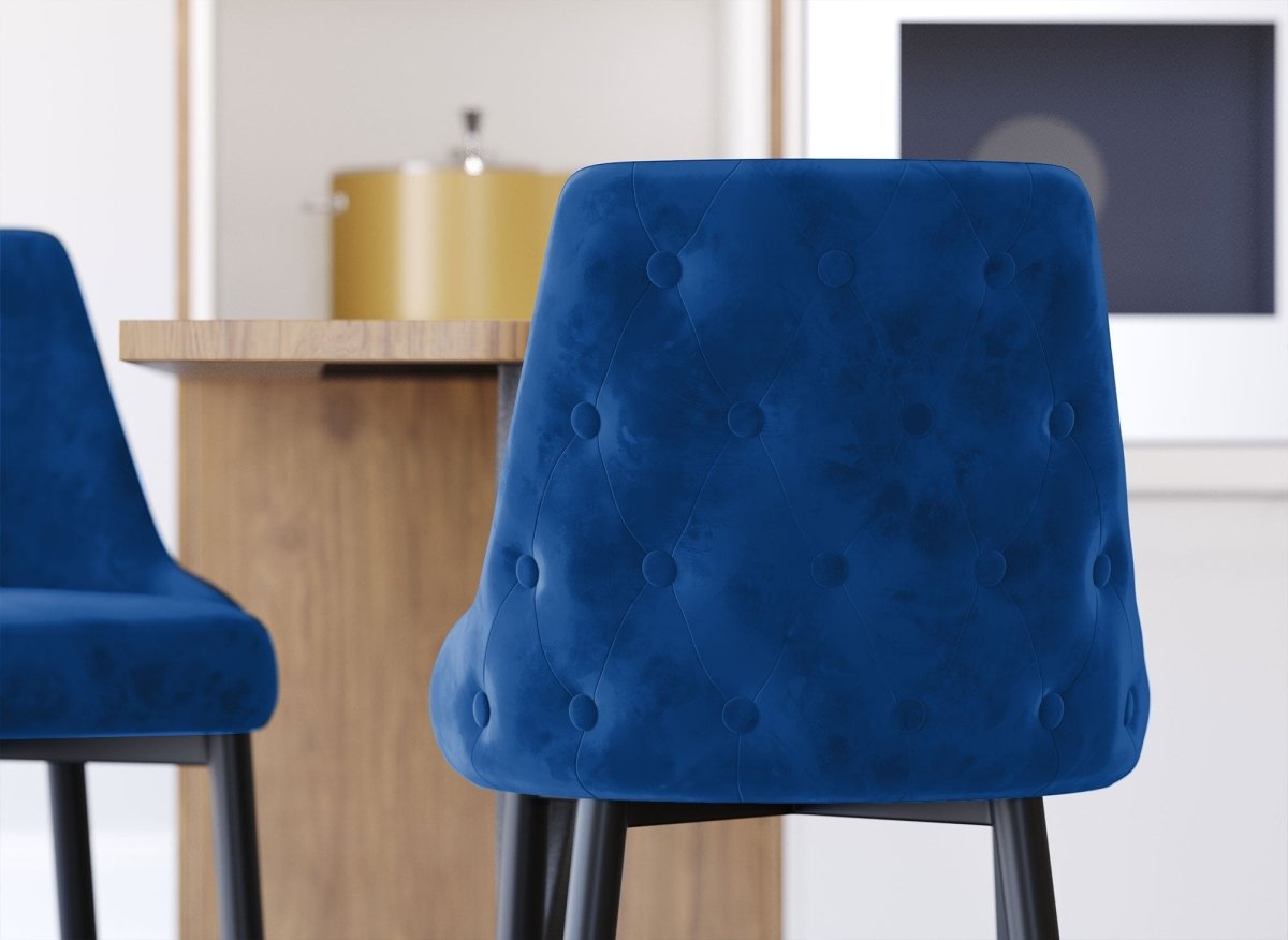 Lot de 2 tabourets de bar en velours bleu DORINA - DécoInParis
