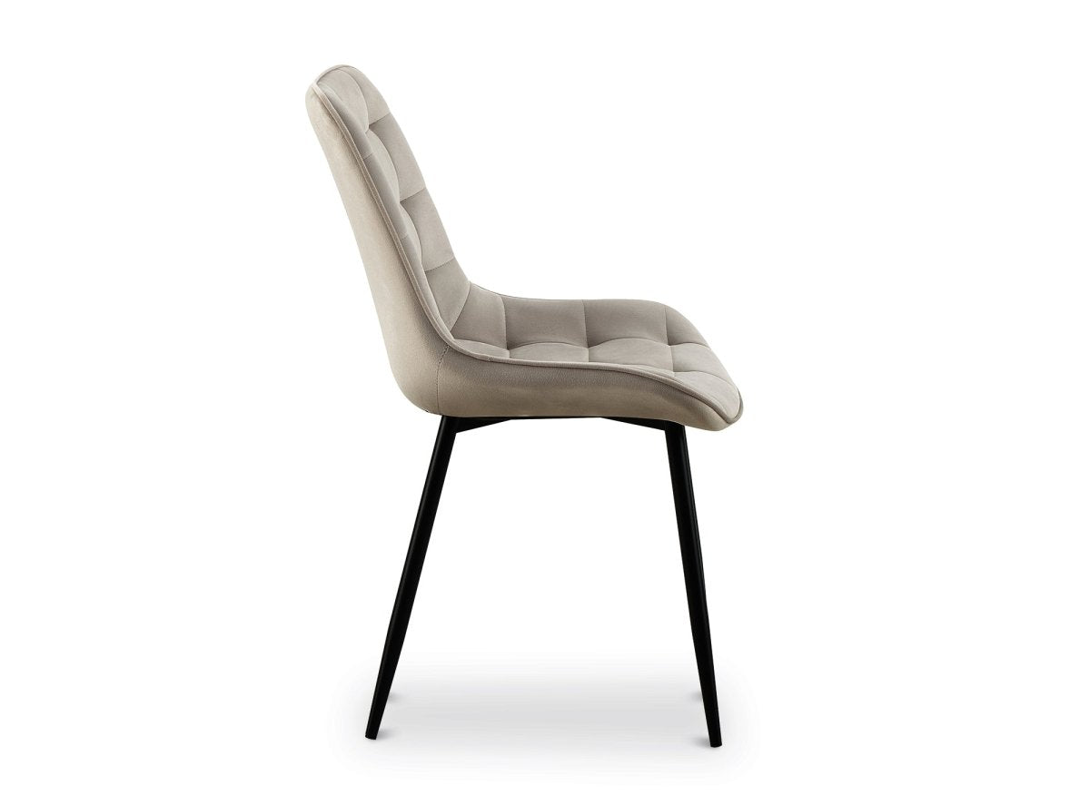 Lot de 4 chaises capitonnées en velours beige SOREN - DécoInParis