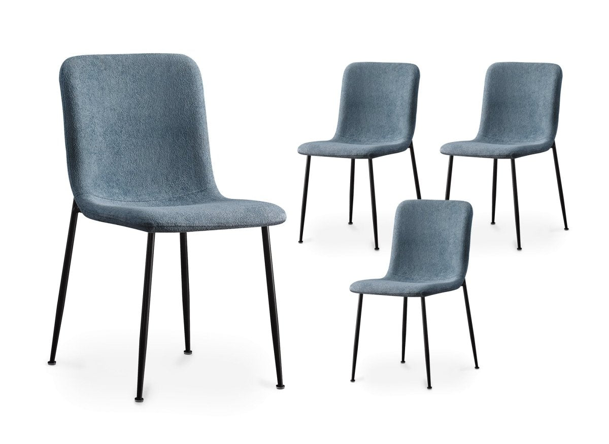 Lot de 4 chaises en tissu bleu CHERYL - DécoInParis