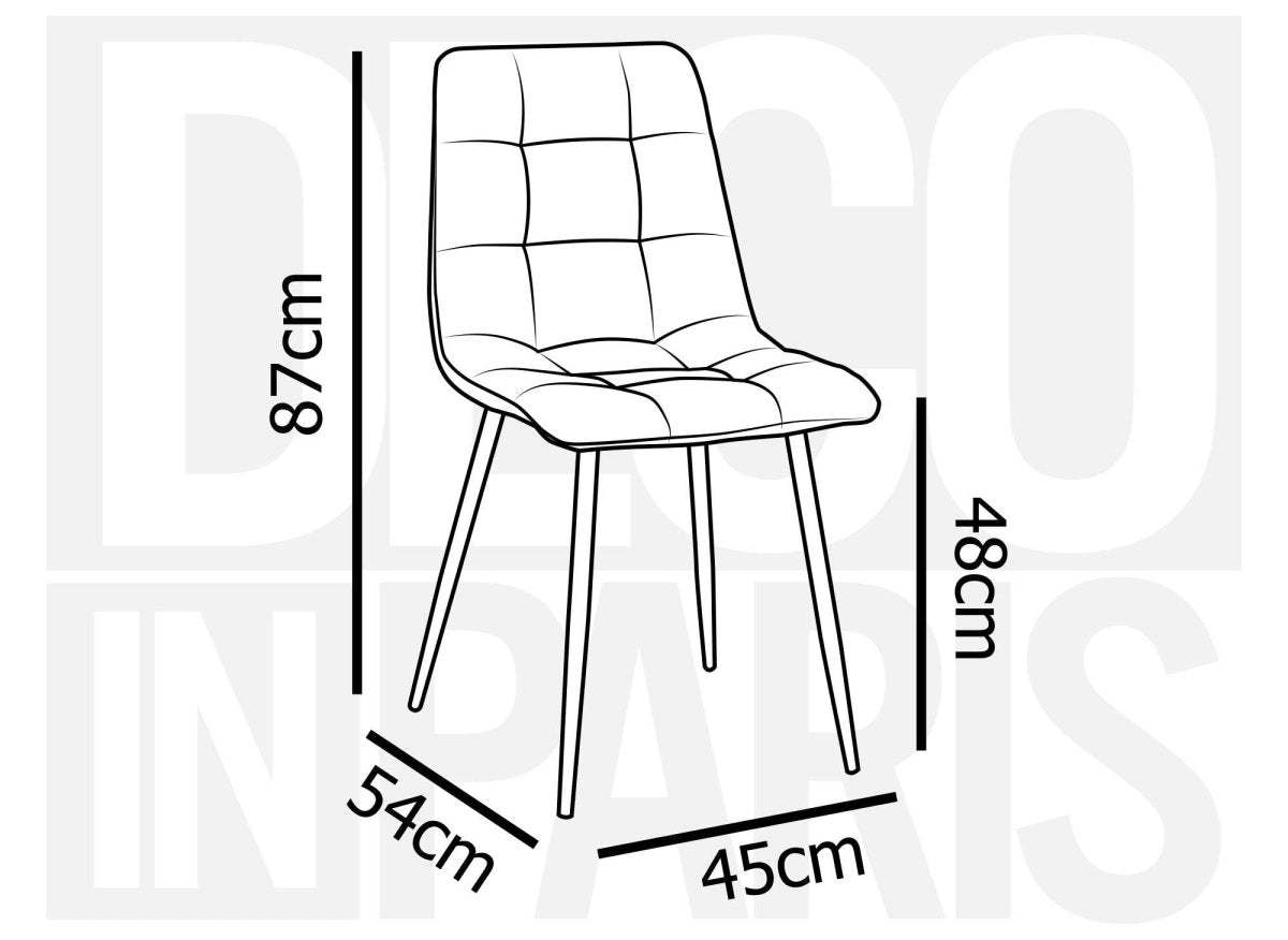 Lot de 4 chaises en tissu gris capitonné JEREMI - DécoInParis