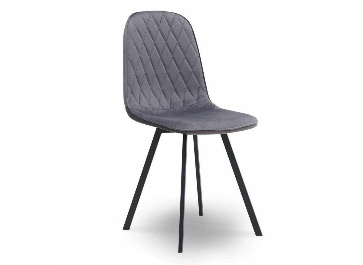 Lot de 4 chaises en tissu velours gris AMBRE - DécoInParis
