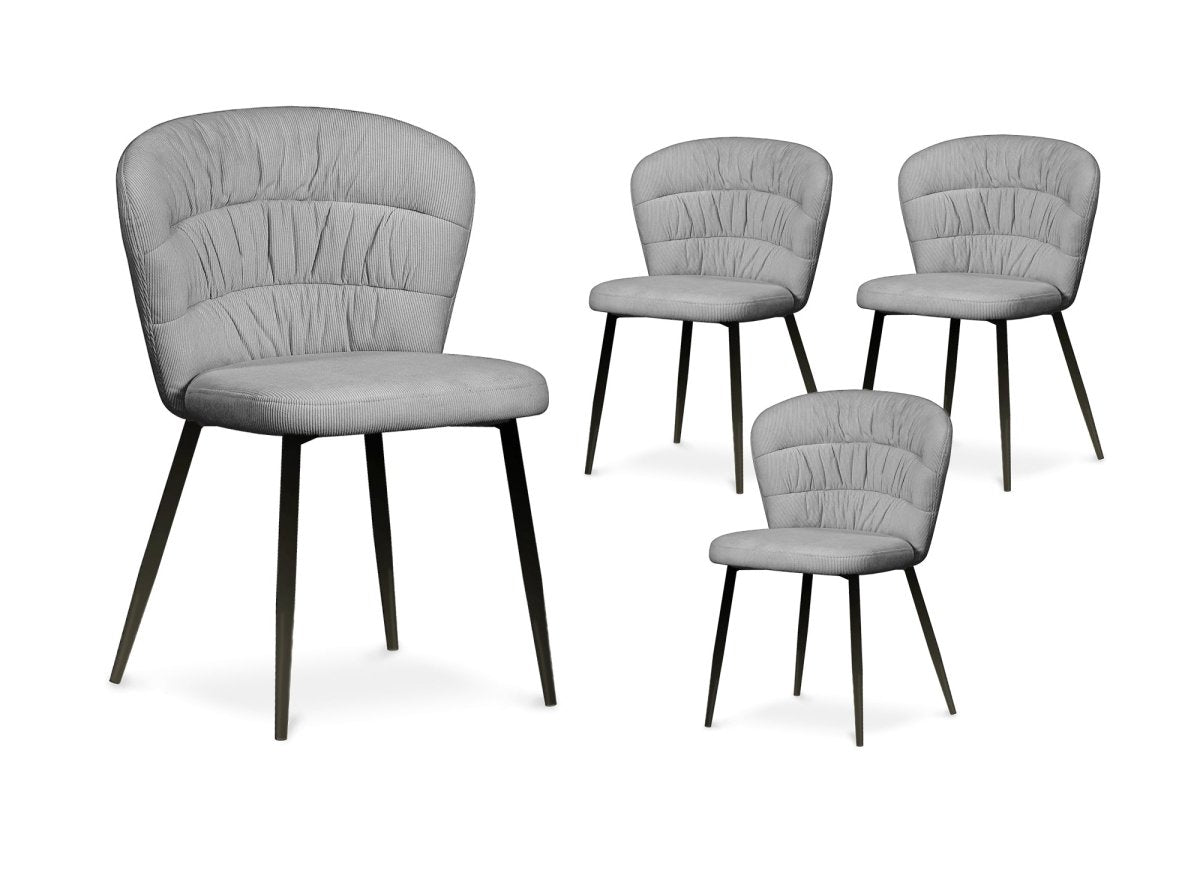 Lot de 4 chaises en velours côtelé gris DANIELA - DécoInParis
