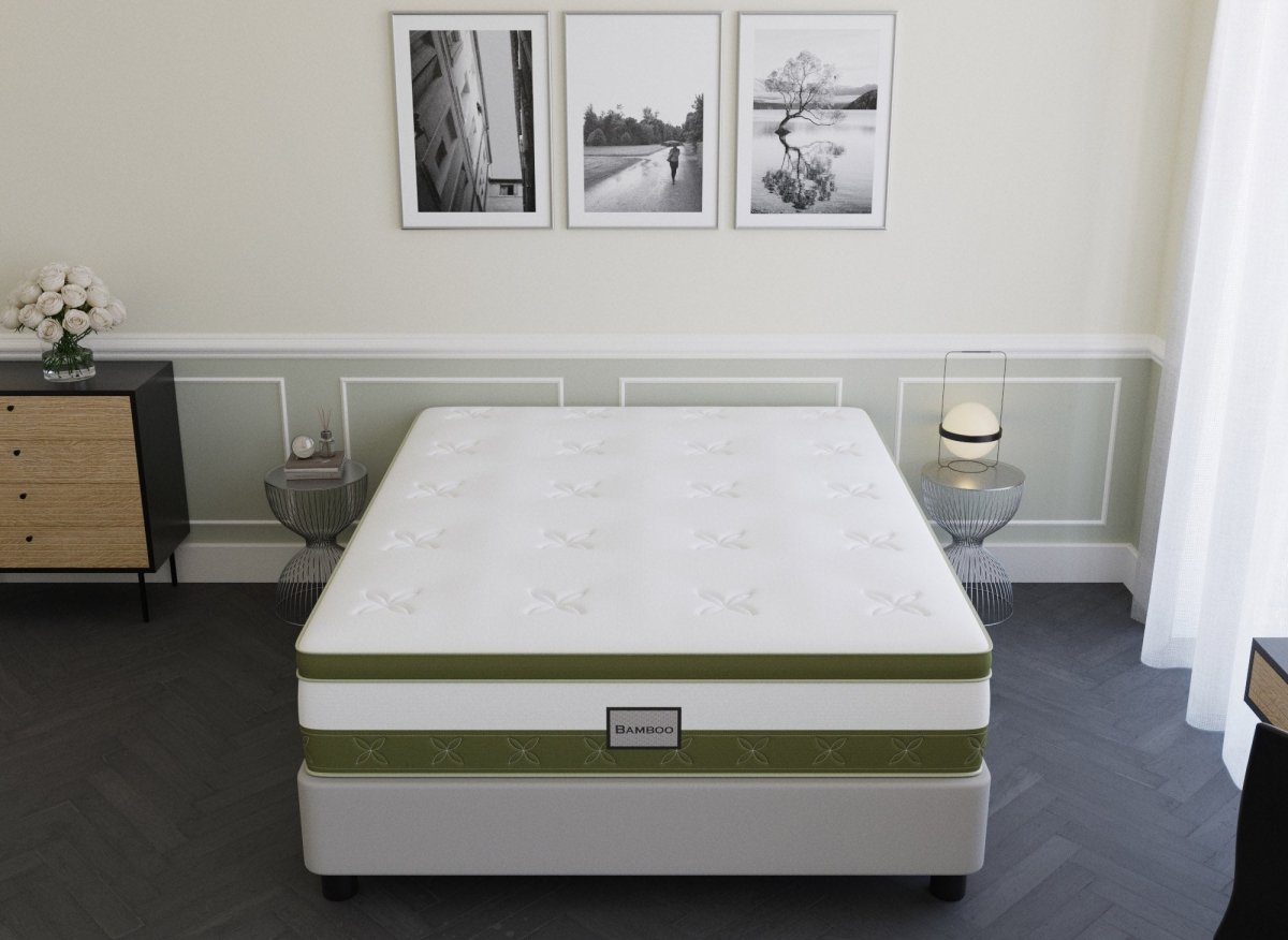 Matelas hybride BAMBOO 140 x 190 cm ressorts ensachés et mémoire de forme épaisseur 30 cm - DécoInParis