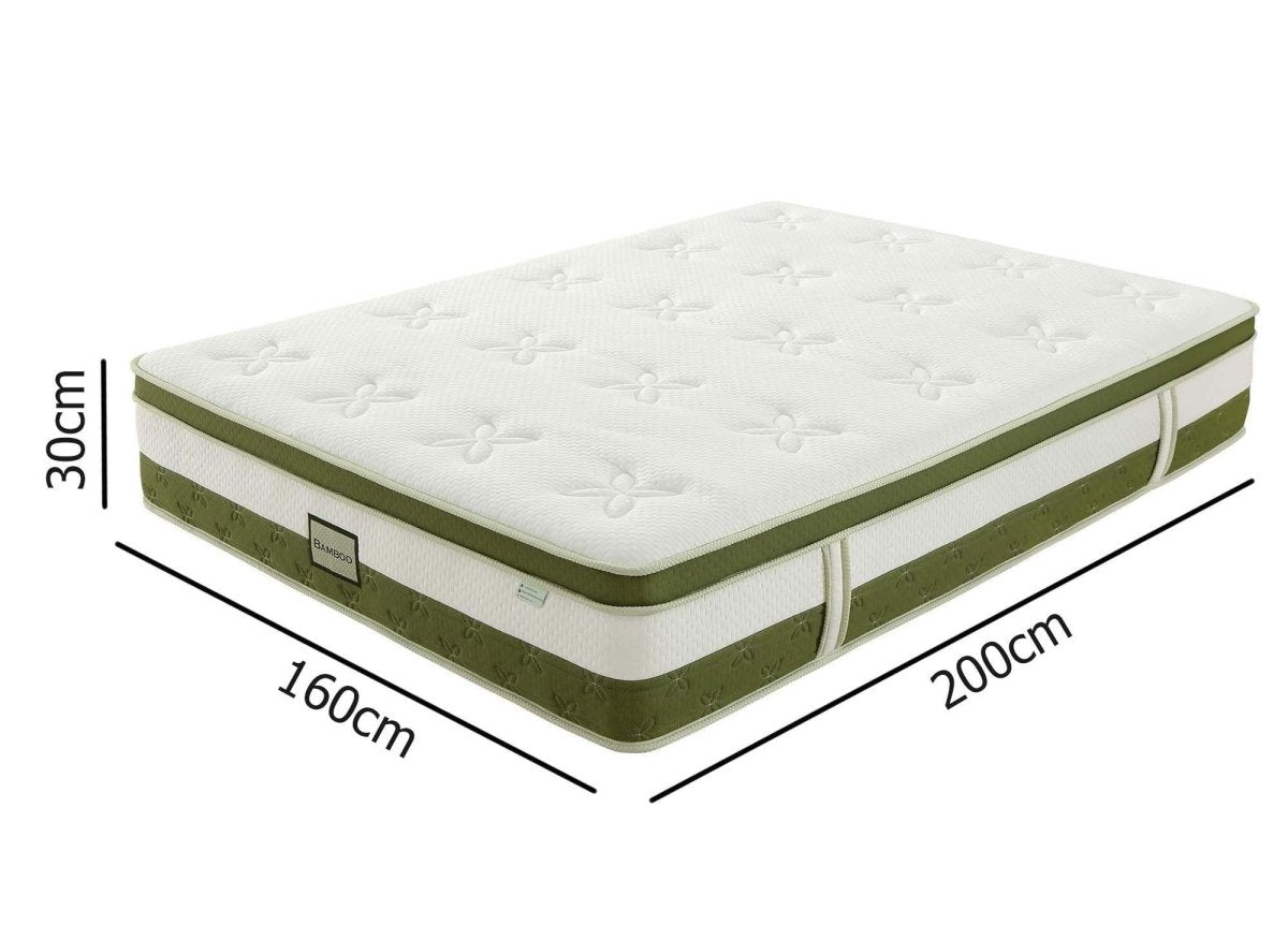 Matelas hybride BAMBOO 160 x 200 cm ressorts ensachés et mémoire de forme épaisseur 30 cm - DécoInParis