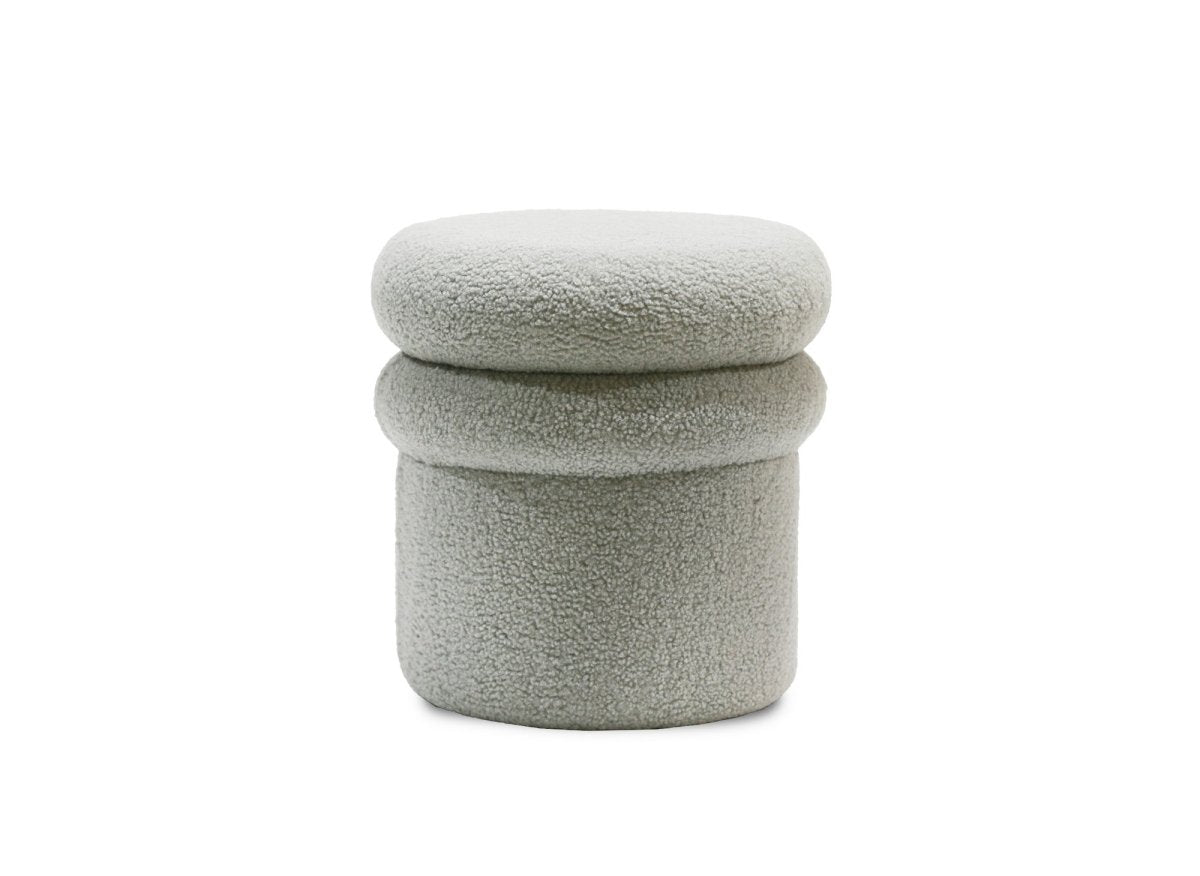 Pouf coffre en tissu bouclette gris SHERA - DécoInParis
