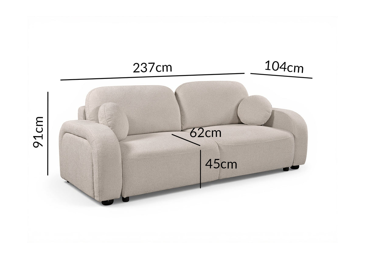 Canapé convertible 3 places en tissu bouclette écru MAYORA