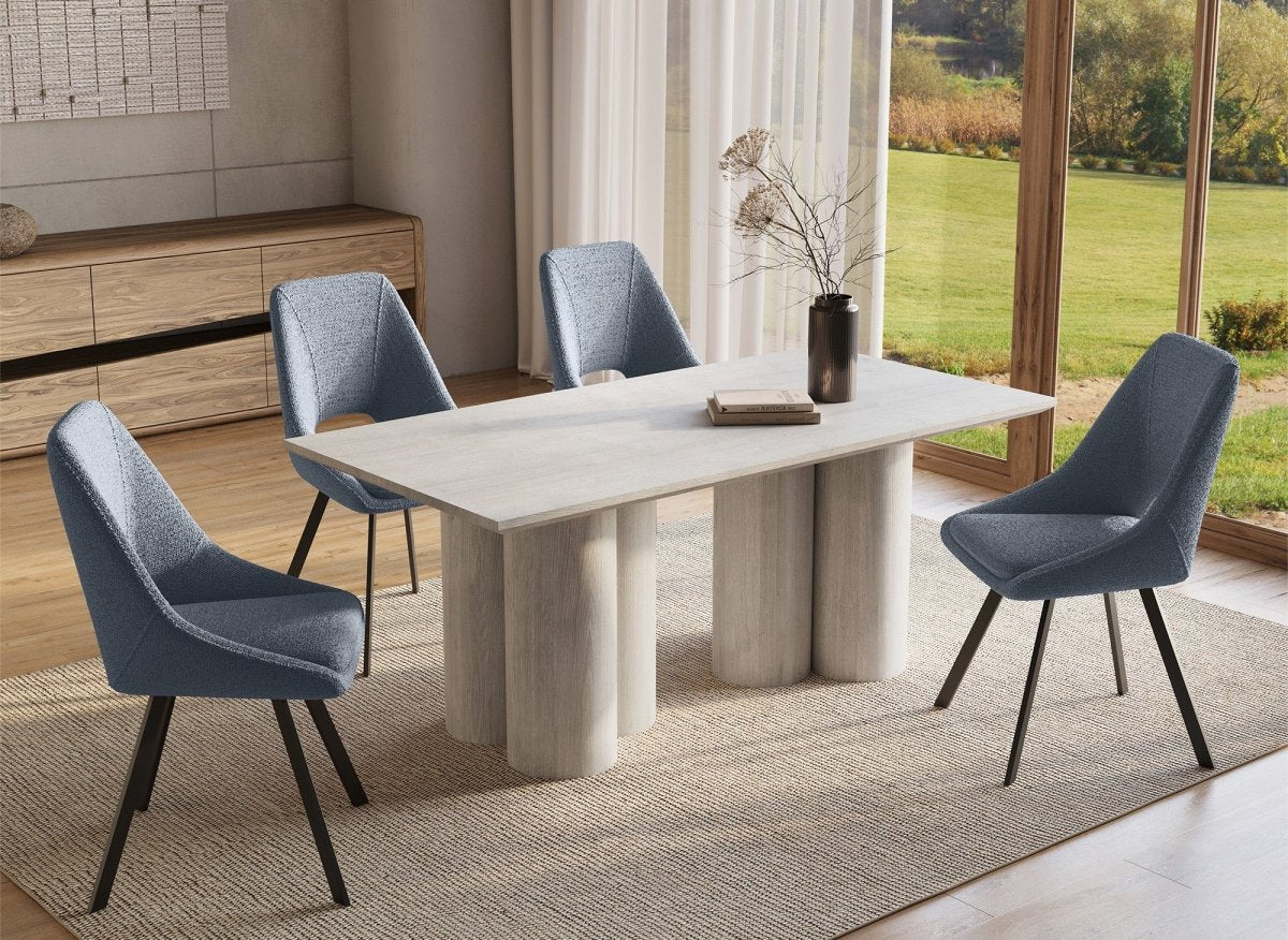 Table à manger blanche pieds forme organique 6 personnes ROSALIA - DécoInParis