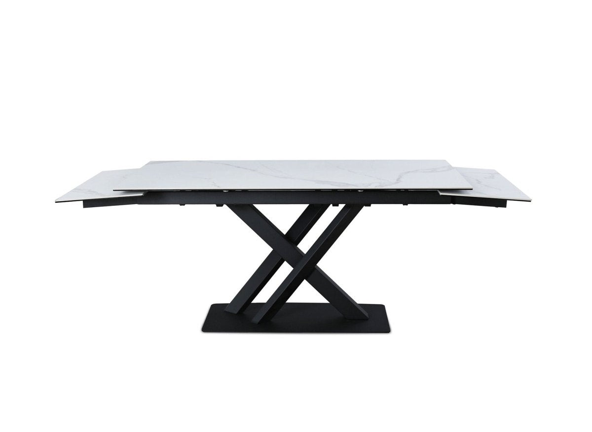 Table à manger extensible en céramique blanche 6 - 10 personnes ELEGANCE - DécoInParis