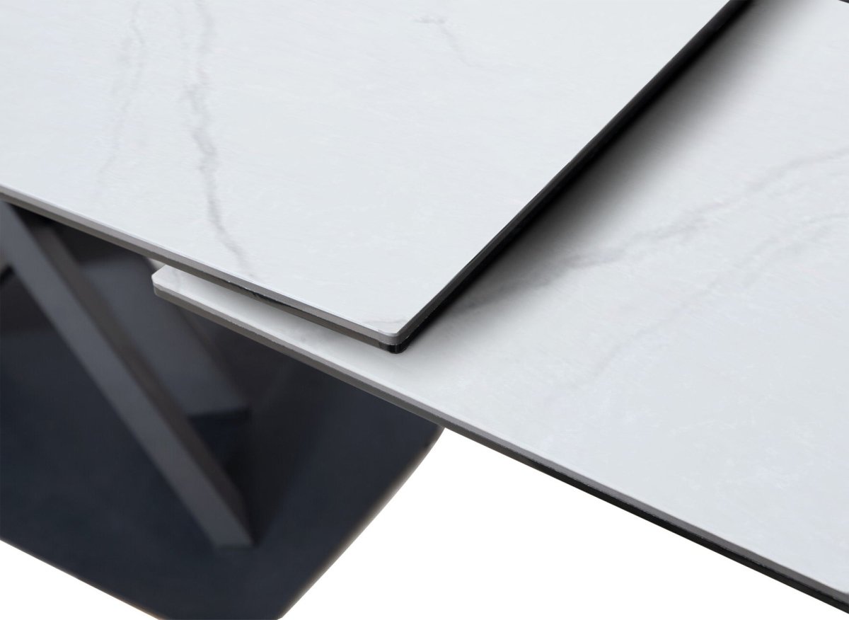 Table à manger extensible en céramique blanche 6 - 10 personnes ELEGANCE - DécoInParis