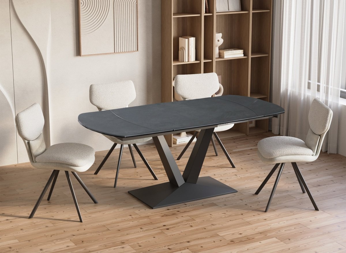 Table à manger extensible en céramique noire 6 - 8 personnes ELIAD - DécoInParis