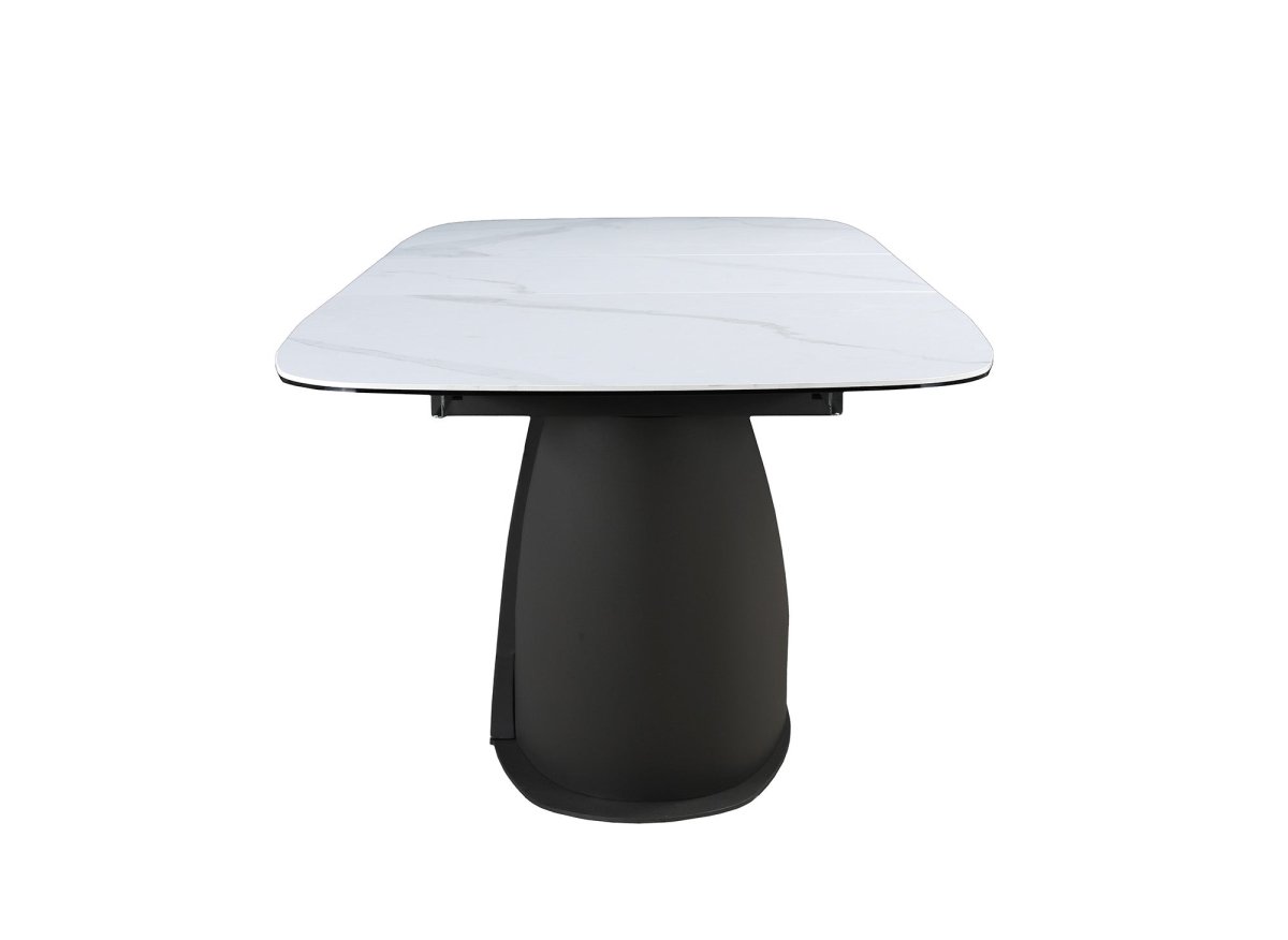 Table à manger extensible en métal marron plateau en céramique blanc LERONA - DécoInParis