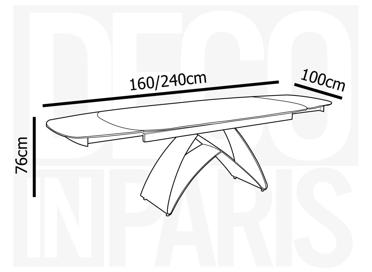 Table à manger extensible en verre trempé noir 6 - 10 personnes PARIS - DécoInParis