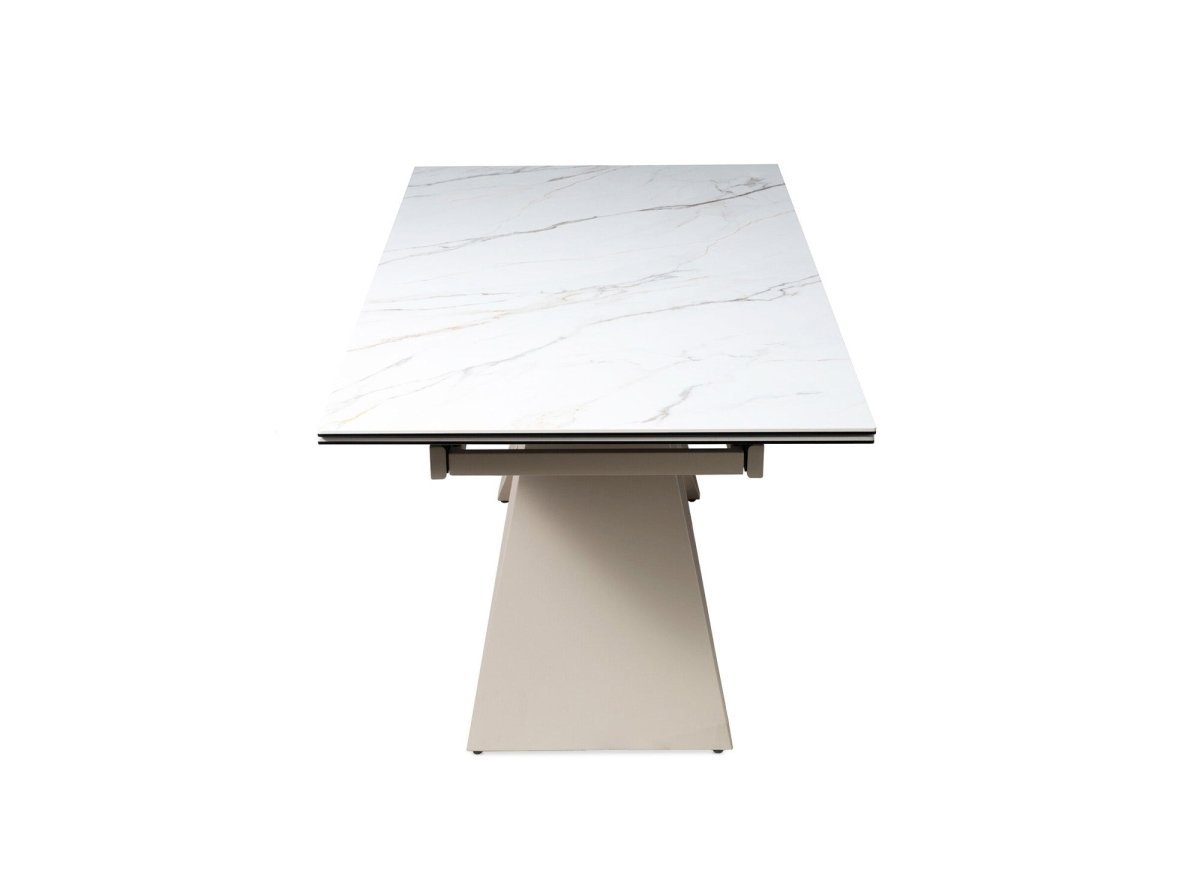 Table à manger extensible plateau céramique blanc 10 personnes GABRIEL - DécoInParis