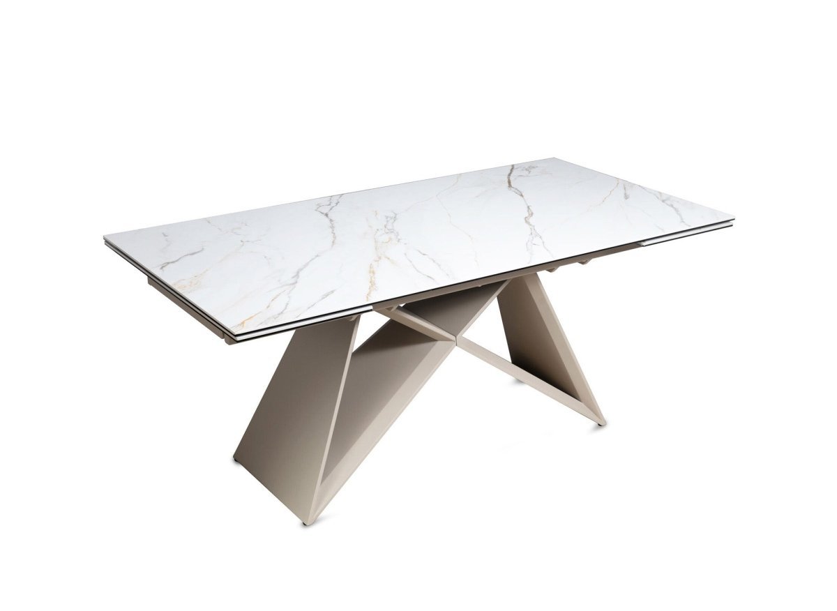Table à manger extensible plateau céramique blanc 10 personnes GABRIEL - DécoInParis