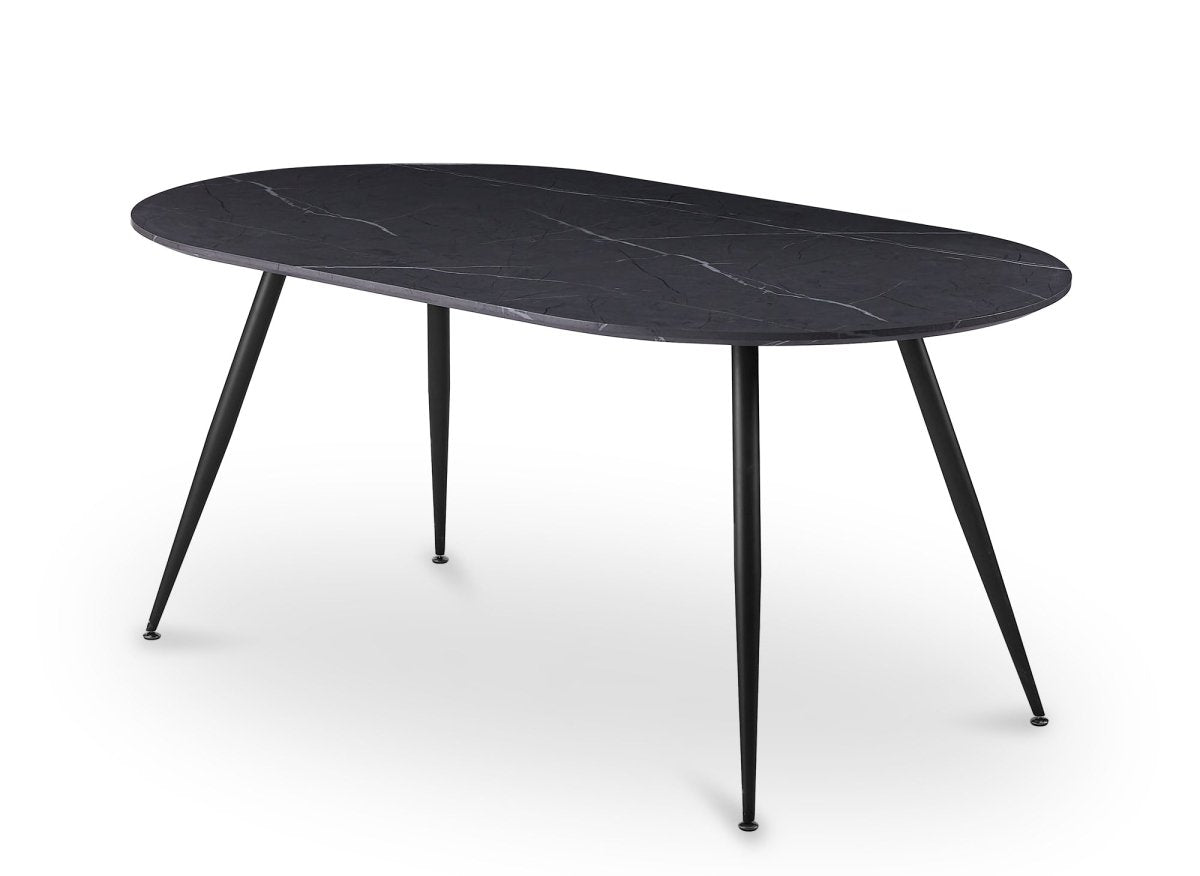 Table à manger ovale effet marbre gris DIWAN - DécoInParis