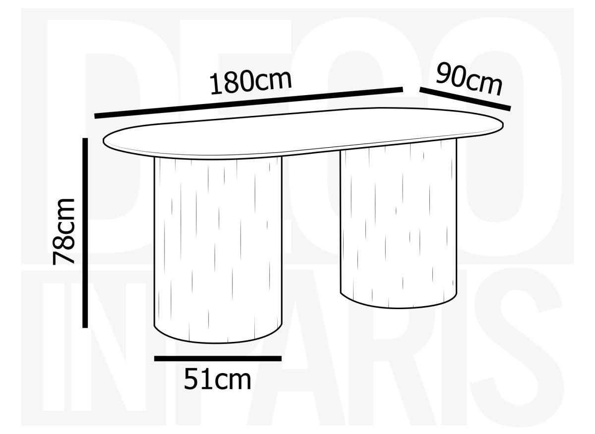 Table à manger ovale en marbre composite beige 6 personnes DHARA - DécoInParis