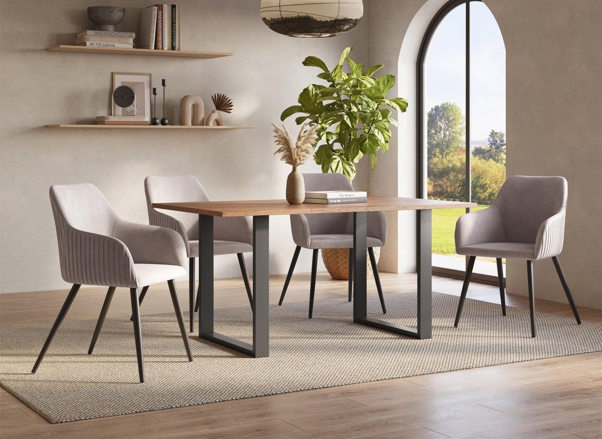 Table à manger rectangulaire couleur chêne LINE - DécoInParis