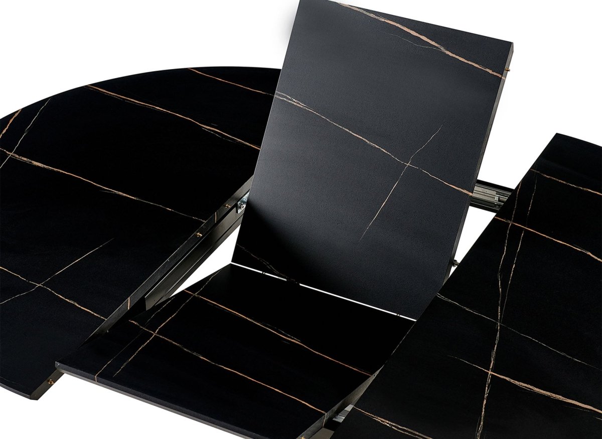Table à manger ronde extensible noir KOBY - DécoInParis