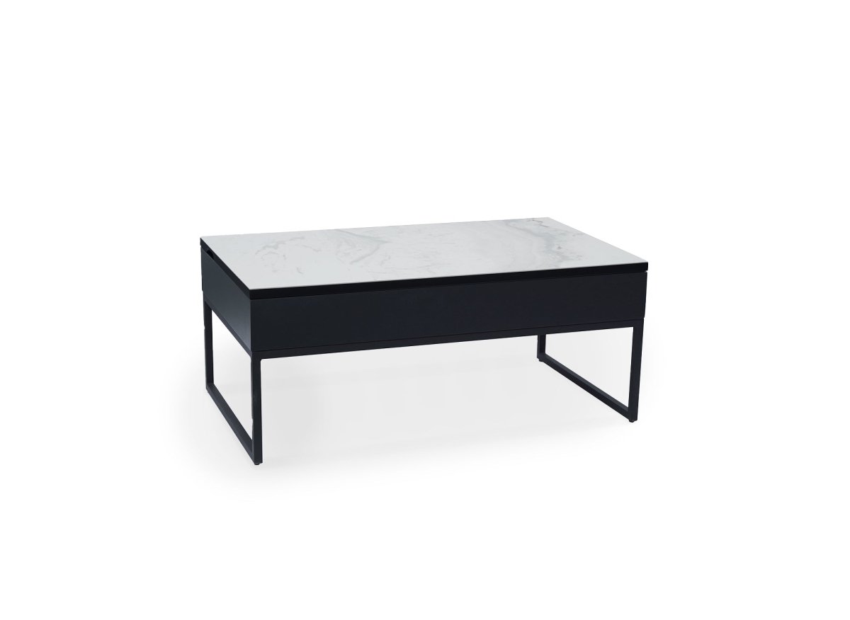 Table basse design avec plateau relevable en céramique blanche MARIE - DécoInParis