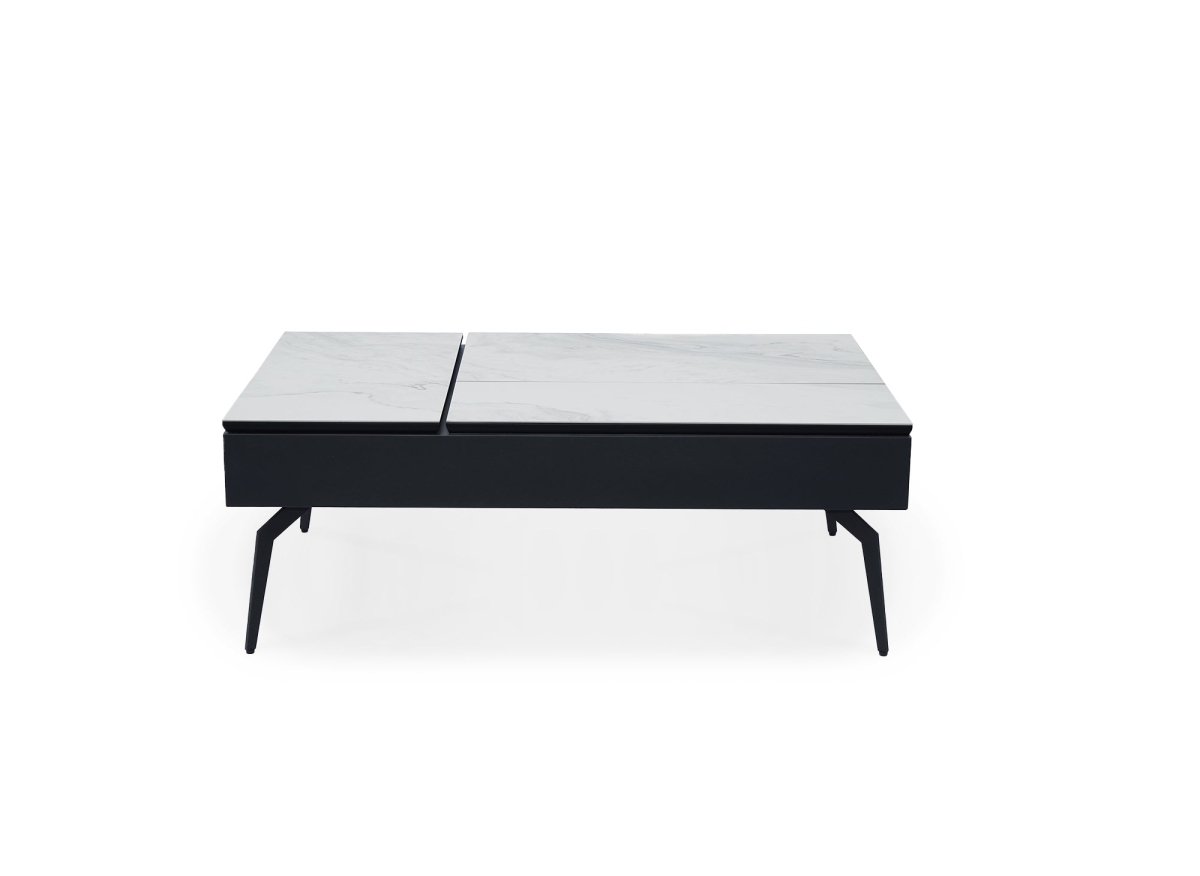 Table basse design avec plateau relevable en céramique blanche SILVANA - DécoInParis